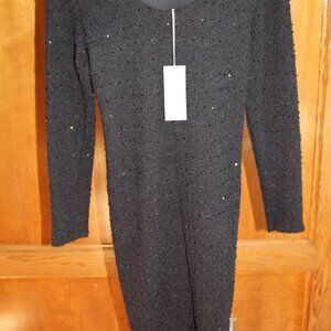 Brand New Jennifer Lopez Size Medium Long Sleeve Black Dress with sequin